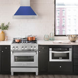 ZLINE 30" Fingerprint Resistant Stainless Steel Range Hood with Blue Matte Shell (8654SNX-BM30)