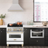 ZLINE Autograph Edition 30" Fingerprint Resistant Stainless Steel Range Hood with Polished Gold Handle (8654SNZ-30-G)