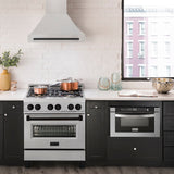 ZLINE Autograph Edition 30" Fingerprint Resistant Stainless Steel Range Hood with Matte Black Handle (8654SNZ-30-MB)