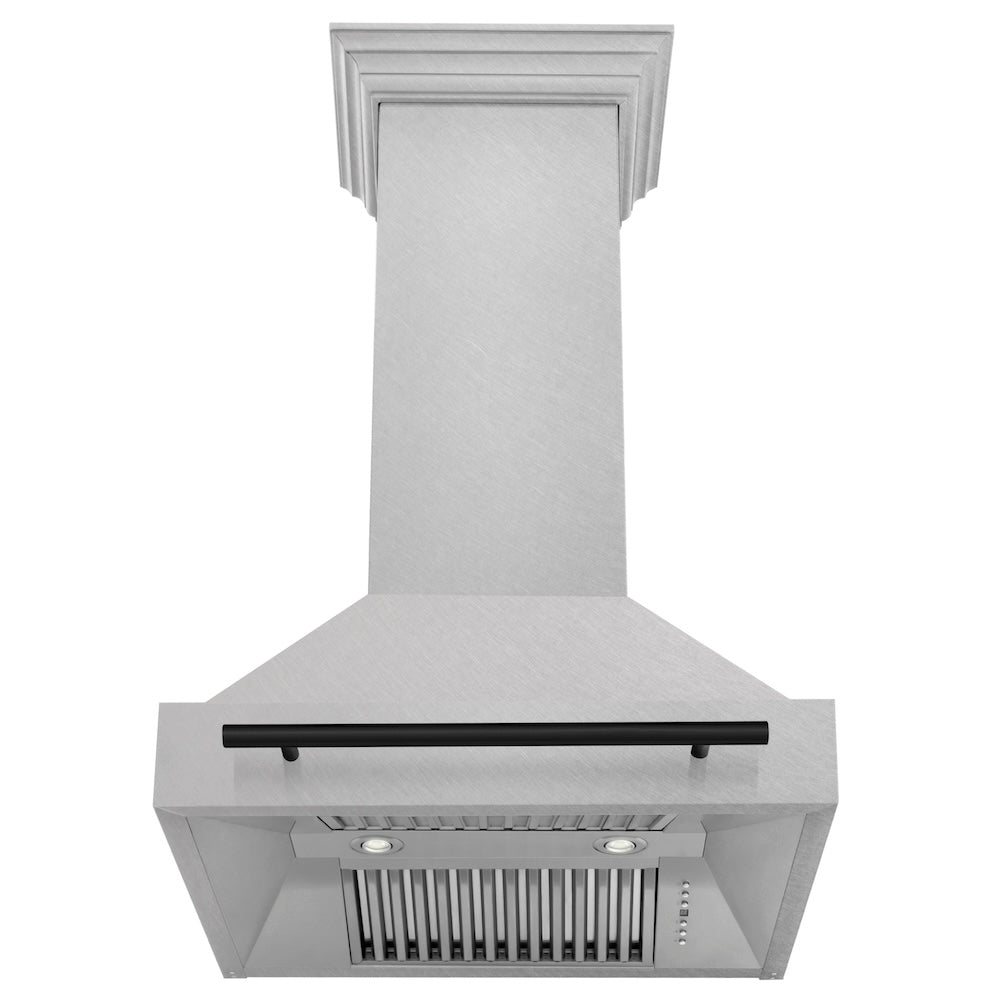 ZLINE Autograph Edition 30" Fingerprint Resistant Stainless Steel Range Hood with Matte Black Handle (8654SNZ-30-MB)