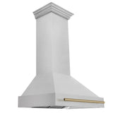 ZLINE Autograph Edition 36" Fingerprint Resistant Stainless Steel Range Hood with Champagne Bronze Handle (8654SNZ-36-CB)