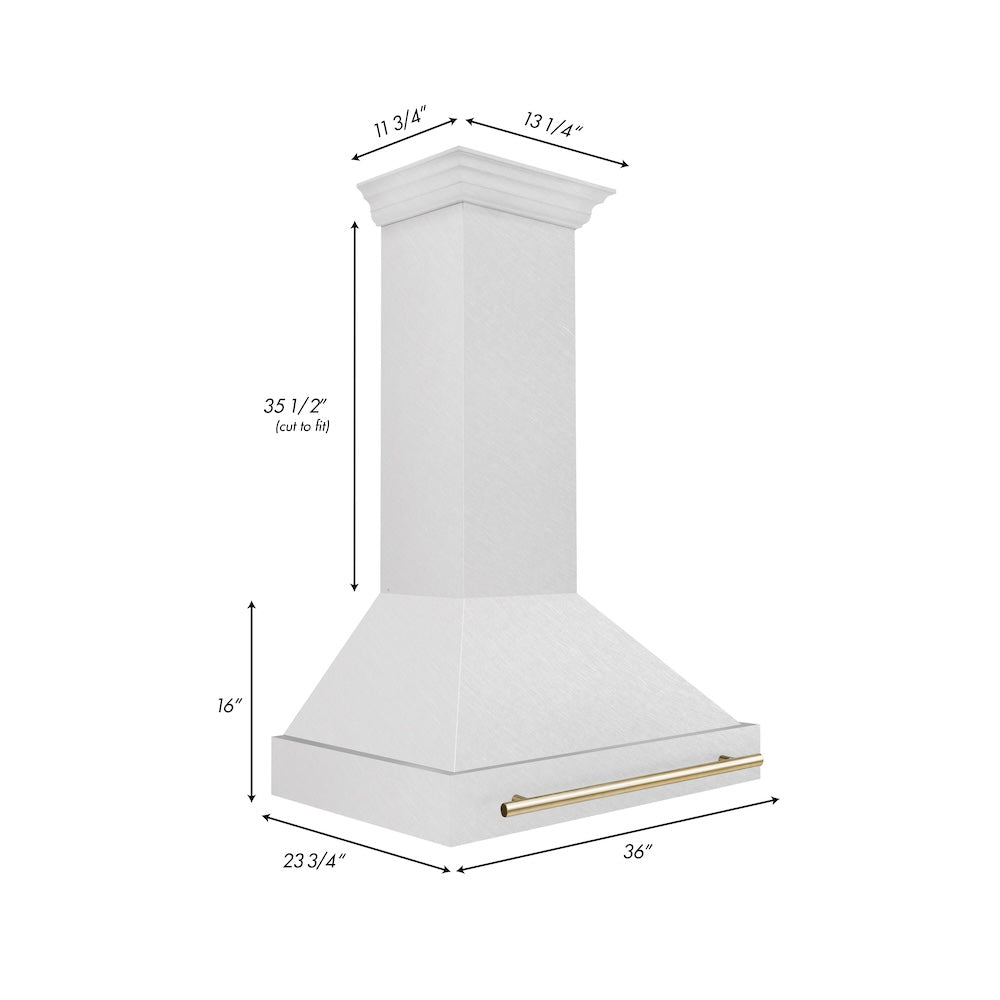 ZLINE Autograph Edition 36" Fingerprint Resistant Stainless Steel Range Hood with Polished Gold Handle (8654SNZ-36-G)