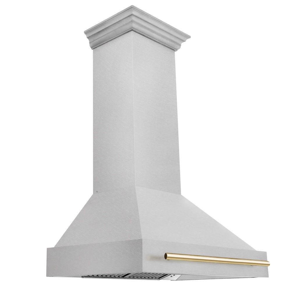 ZLINE Autograph Edition 36" Fingerprint Resistant Stainless Steel Range Hood with Polished Gold Handle (8654SNZ-36-G)