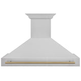 ZLINE Autograph Edition 48" Fingerprint Resistant Stainless Steel Range Hood with Champagne Bronze Handle (8654SNZ-48-CB)