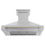 ZLINE Autograph Edition 48" Fingerprint Resistant Stainless Steel Range Hood with Polished Gold Handle (8654SNZ-48-G)