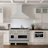 ZLINE Autograph Edition 48" Fingerprint Resistant Stainless Steel Range Hood with Polished Gold Handle (8654SNZ-48-G)