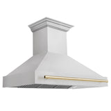 ZLINE Autograph Edition 48" Fingerprint Resistant Stainless Steel Range Hood with Polished Gold Handle (8654SNZ-48-G)