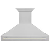 ZLINE Autograph Edition 48" Fingerprint Resistant Stainless Steel Range Hood with Polished Gold Handle (8654SNZ-48-G)