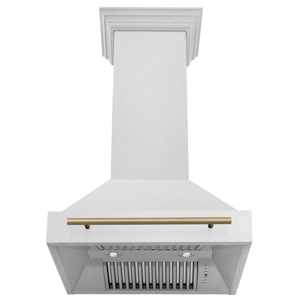 ZLINE Autograph Edition 30" Fingerprint Resistant Stainless Steel Range Hood with Champagne Bronze Handle (8654SNZ-30-CB)