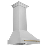 ZLINE Autograph Edition 30" Fingerprint Resistant Stainless Steel Range Hood with Champagne Bronze Handle (8654SNZ-30-CB)