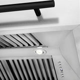 ZLINE Autograph Edition 30" Fingerprint Resistant Stainless Steel Range Hood with White Matte Shell and Matte Black Handle (8654SNZ-WM30-MB)
