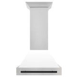 ZLINE Autograph Edition 30" Fingerprint Resistant Stainless Steel Range Hood with White Matte Shell and Matte Black Handle (8654SNZ-WM30-MB)