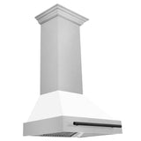 ZLINE Autograph Edition 30" Fingerprint Resistant Stainless Steel Range Hood with White Matte Shell and Matte Black Handle (8654SNZ-WM30-MB)