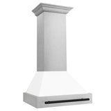 ZLINE Autograph Edition 30" Fingerprint Resistant Stainless Steel Range Hood with White Matte Shell and Matte Black Handle (8654SNZ-WM30-MB)
