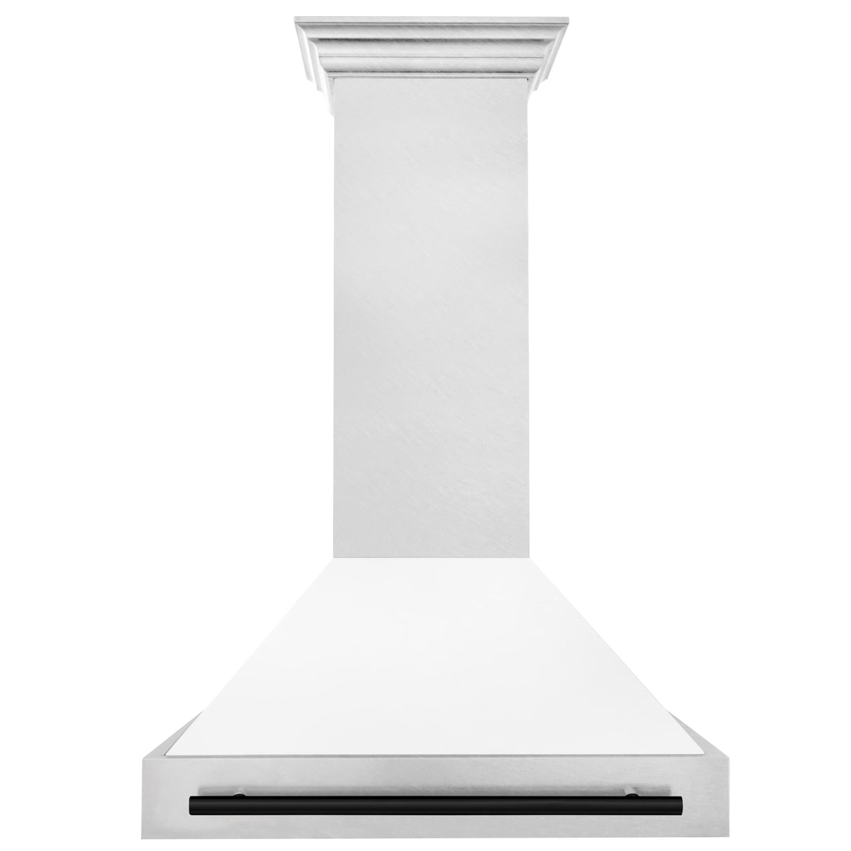 ZLINE Autograph Edition 36" Fingerprint Resistant Stainless Steel Range Hood with White Matte Shell and Matte Black Handle (8654SNZ-WM36-MB)