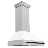 ZLINE Autograph Edition 36" Fingerprint Resistant Stainless Steel Range Hood with White Matte Shell and Matte Black Handle (8654SNZ-WM36-MB)