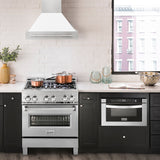 ZLINE 30" Fingerprint Resistant Stainless Steel Range Hood with White Matte Shell (8654SNX-WM30)