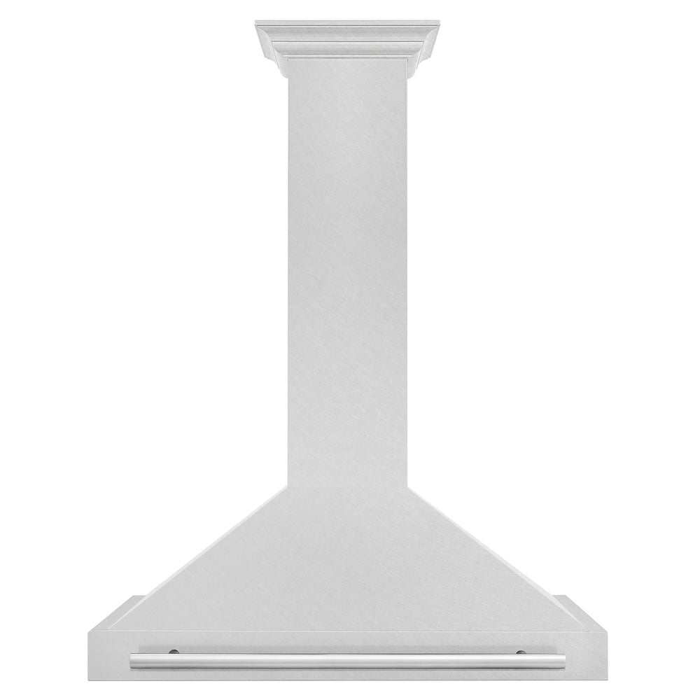 ZLINE 36 in. Autograph Edition Convertible Fingerprint Resistant DuraSnow® Stainless Steel Range Hood with White Matte Shell and Matte Black Handle (KB4SNZ-WM36-MB)