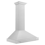 ZLINE 36 in. Autograph Edition Convertible Fingerprint Resistant DuraSnow® Stainless Steel Range Hood with White Matte Shell and Matte Black Handle (KB4SNZ-WM36-MB)
