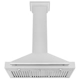 ZLINE 36 in. Autograph Edition Convertible Fingerprint Resistant DuraSnow® Stainless Steel Range Hood with White Matte Shell and Matte Black Handle (KB4SNZ-WM36-MB)