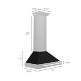 ZLINE 36 in. Convertible Fingerprint Resistant DuraSnow® Stainless Steel Range Hood with Black Matte Shell and Stainless Steel Handle (KB4SNX-BLM-36)