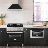 ZLINE 36 in. Convertible Fingerprint Resistant DuraSnow® Stainless Steel Range Hood with Black Matte Shell and Stainless Steel Handle (KB4SNX-BLM-36)