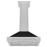 ZLINE 36 in. Convertible Fingerprint Resistant DuraSnow® Stainless Steel Range Hood with Black Matte Shell and Stainless Steel Handle (KB4SNX-BLM-36)