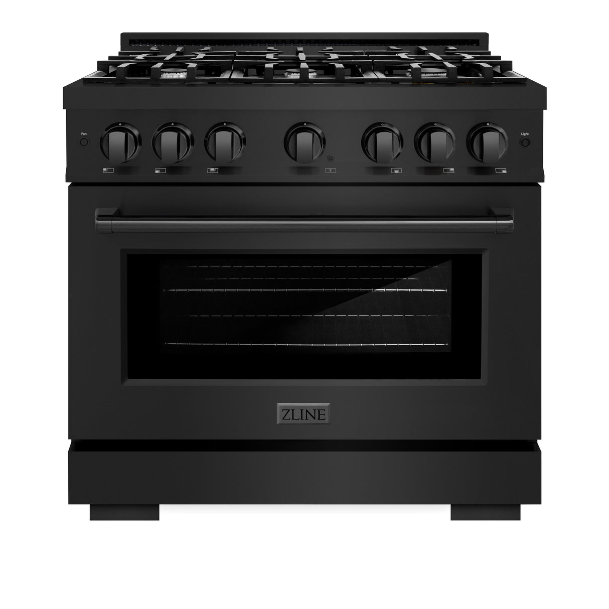 ZLINE 36 in. 5.2 cu. ft. Select Dual Fuel Range with 6 Burner Gas Cooktop and Electric Convection Oven in Black Stainless Steel (HDRB-36)