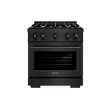 ZLINE 30 in. 4.2 cu. ft. Select Gas Range with Convection Gas Oven in Black Stainless Steel with 4 Brass Burners (HGRB-BR-30)