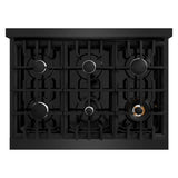 ZLINE 36 in. 5.2 cu. ft. Select Gas Range with 6 Burner Cooktop and Convection Gas Oven in Black Stainless Steel (HGRB-36)