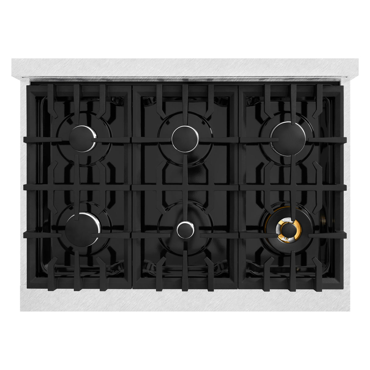 ZLINE 36 in. 5.2 cu. ft. Select Dual Fuel Range with 6 Burner Gas Cooktop and Electric Convection Oven in Satin Stainless Steel with Black Matte Door (HDRS-BLM-36)