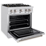 ZLINE 30 in. 4.2 cu. ft. Select Dual Fuel Range with Gas Cooktop and Electric Convection Oven in Satin Stainless Steel with 4 Brass Burners (HDRS-BR-30)