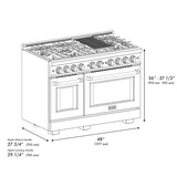 ZLINE 48 in. 6.7 cu. ft. Select Double Oven Dual Fuel Range in Satin Stainless Steel with 8 Brass Burners (HDRS-BR-48)