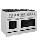 ZLINE 48 in. 6.7 cu. ft. Select Double Oven Dual Fuel Range in Satin Stainless Steel with 8 Brass Burners (HDRS-BR-48)