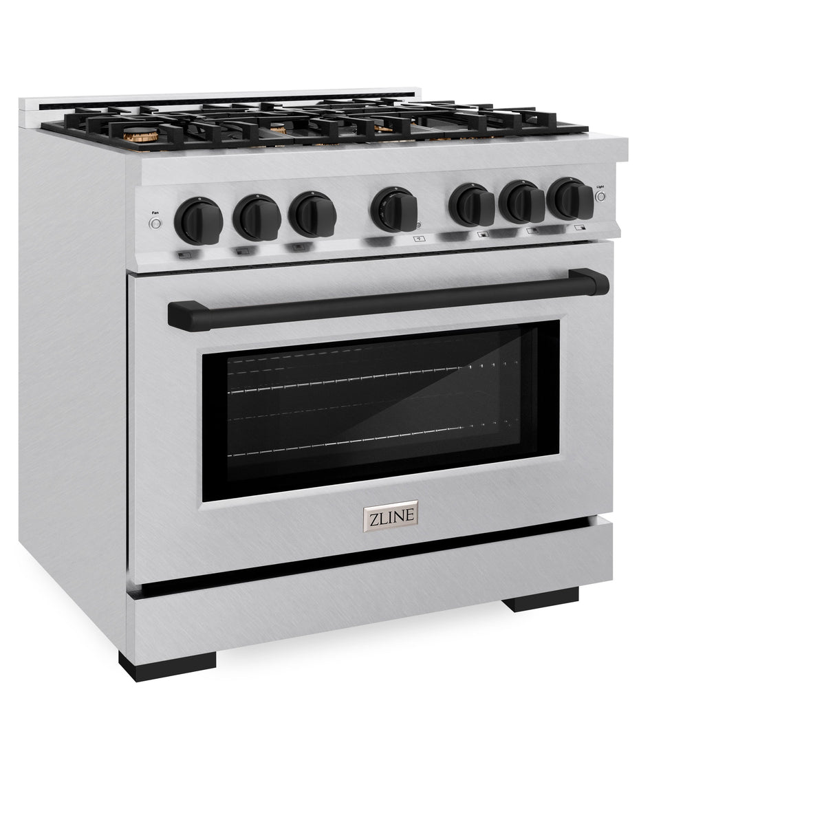 ZLINE Autograph Edition 36 in. 5.2 cu. ft. Select Dual Fuel Range with 6 Burner Gas Cooktop and Electric Convection Oven in Satin Stainless Steel with Matte Black Accents (HDRSZ-36-MB)