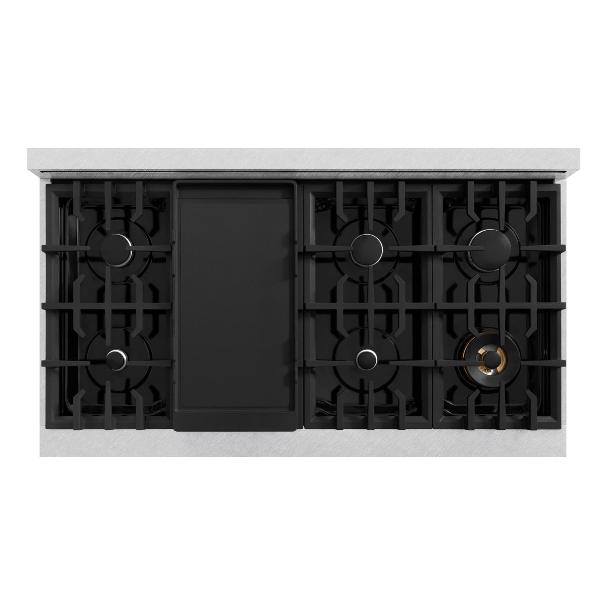 ZLINE 48 in. 6.7 cu. ft. Select Double Oven Dual Fuel Range with 8 Burner Gas Cooktop in Satin Stainless Steel with Black Matte Doors (HDRS-BLM-48)