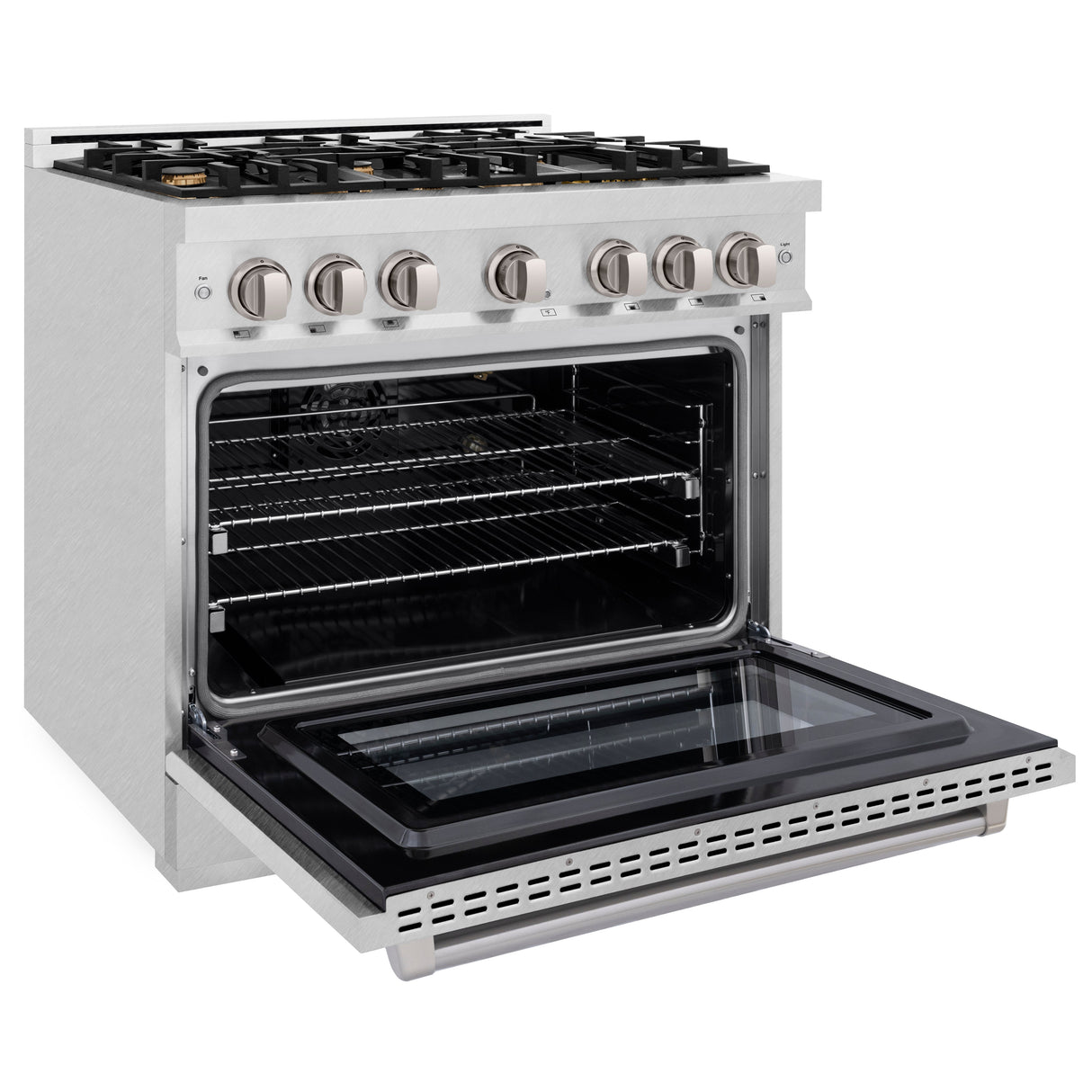 ZLINE 36 in. 5.2 cu. ft. Select Gas Range with Convection Gas Oven in Satin Stainless Steel with 6 Brass Burners (HGRS-BR-36)