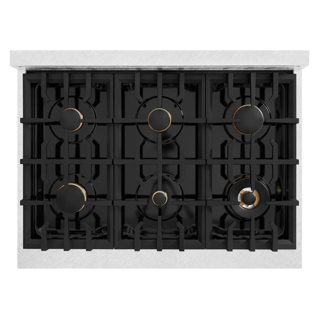 ZLINE 36 in. 5.2 cu. ft. Select Gas Range with Convection Gas Oven in Satin Stainless Steel with 6 Brass Burners (HGRS-BR-36)