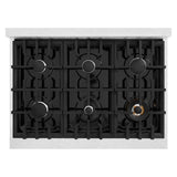 ZLINE 36 in. 5.2 cu. ft. Select Gas Range with 6 Burner Cooktop and Convection Gas Oven in Satin Stainless Steel with White Matte Door (HGRS-WM-36)