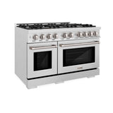 ZLINE 48 in. 6.7 cu. ft. Select Double Oven Gas Range with 8 Burner Cooktop in Satin Stainless Steel (HGRS-48)