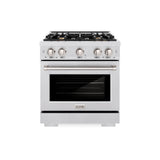 ZLINE 30 in. 4.2 cu. ft. Select Dual Fuel Range with Gas Cooktop and Electric Convection Oven in Satin Stainless Steel with 4 Brass Burners (HDRS-BR-30)