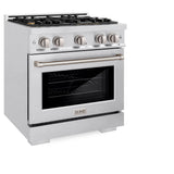 ZLINE 30 in. 4.2 cu. ft. Select Dual Fuel Range with Gas Cooktop and Electric Convection Oven in Satin Stainless Steel with 4 Brass Burners (HDRS-BR-30)