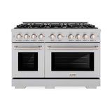 ZLINE 48 in. 6.7 cu. ft. Select Double Oven Dual Fuel Range in Satin Stainless Steel with 8 Brass Burners (HDRS-BR-48)