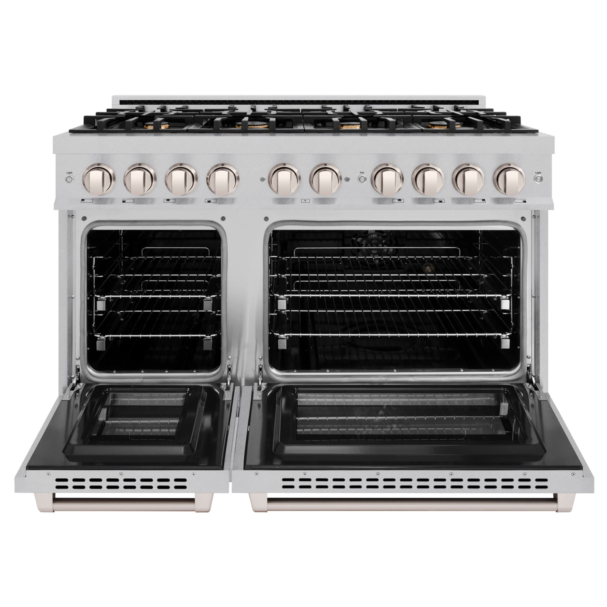 ZLINE 48 in. 6.7 cu. ft. Select Double Oven Dual Fuel Range in Satin Stainless Steel with 8 Brass Burners (HDRS-BR-48)