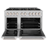 ZLINE 48 in. 6.7 cu. ft. Select Double Oven Dual Fuel Range in Satin Stainless Steel with 8 Brass Burners (HDRS-BR-48)