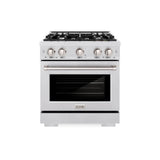 ZLINE 30 in. 4.2 cu. ft. Select Dual Fuel Range with 4 Burner Gas Cooktop and Electric Convection Oven in Satin Stainless Steel (HDRS-30)