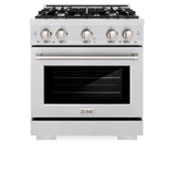 ZLINE 30 in. 4.2 cu. ft. Select Dual Fuel Range with 4 Burner Gas Cooktop and Electric Convection Oven in Satin Stainless Steel (HDRS-30)