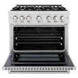 ZLINE 36 in. 5.2 cu. ft. Select Dual Fuel Range with 6 Burner Gas Cooktop and Electric Convection Oven in Satin Stainless Steel (HDRS-36)