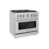 ZLINE 36 in. 5.2 cu. ft. Select Dual Fuel Range with 6 Burner Gas Cooktop and Electric Convection Oven in Satin Stainless Steel (HDRS-36)