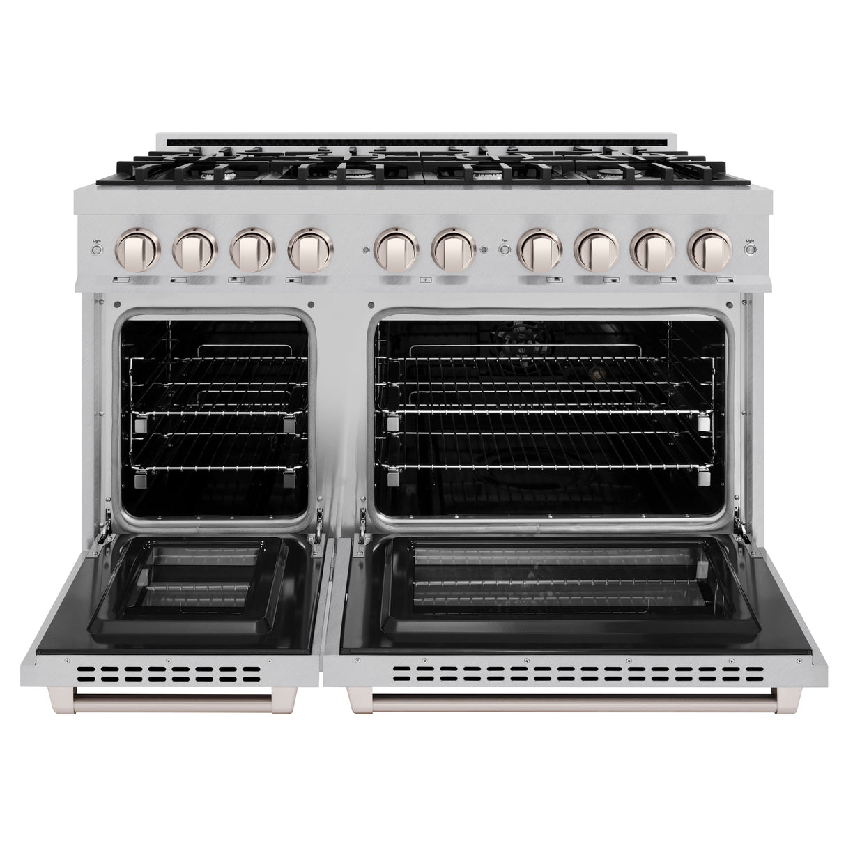 ZLINE 48 in. 6.7 cu. ft. Select Double Oven Dual Fuel Range with 8 Burner Gas Cooktop in Satin Stainless Steel (HDRS-48)
